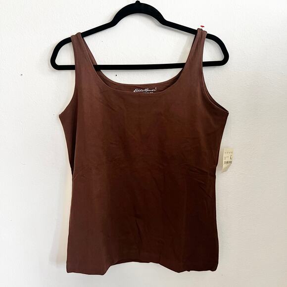 Eddie Bauer Brown Built‎ In Bra Active Tank Top Women's Size Large NWT - Picture 1 of 7